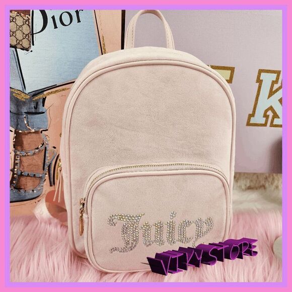 NWT ๐ Juicy Couture Velvet Backpack Rhinestones Glamorous &โChic #7086 ๐ - Picture 1 of 14